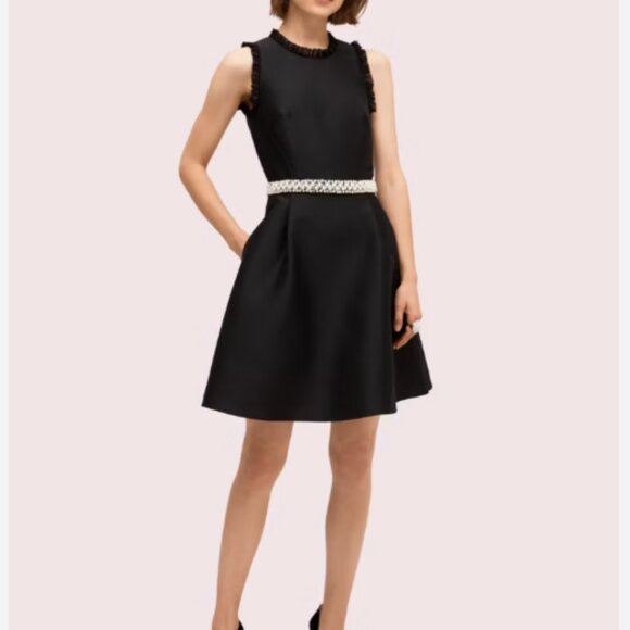 kate spade pearl crystal black mikado dress size 8 like new no tags - Picture 1 of 15